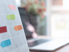 close up of calendar on the table office, planning for business